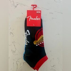 Fender Guitar Ankle Socks – 2 Pair Pack (Blue & Black/Red) - NWT